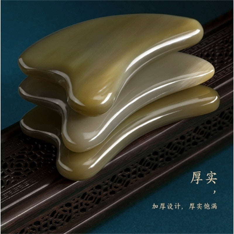 Natural White Buffalo Horn Gua Sha 刮痧 Board Beauty Health Massager Tools Gifts