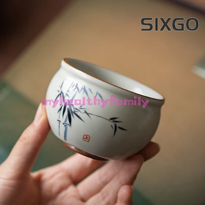 Ru Kiln Master's Cup Single Tea Cup for Sipping Tea Ceramic Kung Fu Tea Set