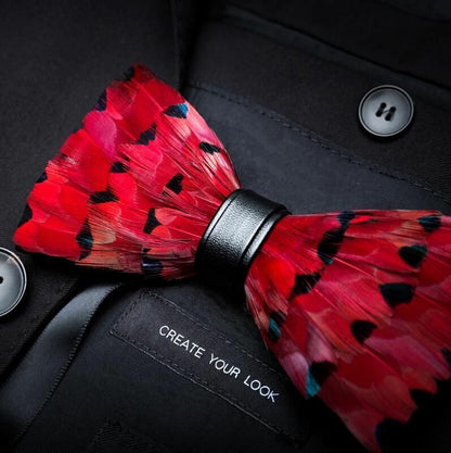 Men's Luxury Bowtie 12x5cm Peacock Feather Leather Bow Ties Fashion Party Formal