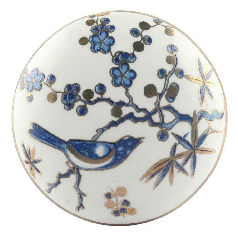 Set of 10 Blue Bird Golden Berry Ceramic Drawer Cabinet Knobs Wardrobe Pulls