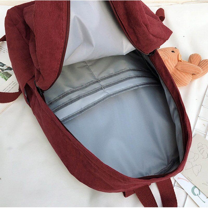 Fashion Corduroy Backpack Anti-theft Shoulder Bag School Backpacks Polyester 1PC