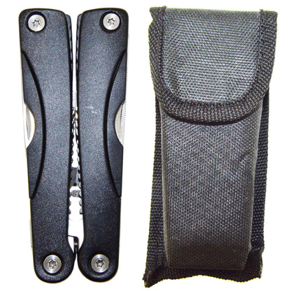 Stainless Steel Portable Multi-tool with 15 Components and Nylon Holster EDC