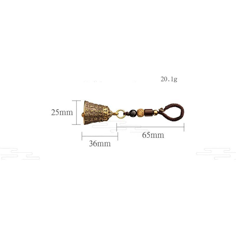 Pure Brass Bell Car Key Chain Pendant Engraved Buddhist Scripture Sutra