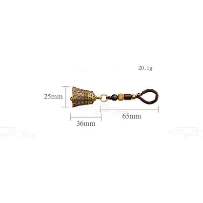 Pure Brass Bell Car Key Chain Pendant Engraved Buddhist Scripture Sutra