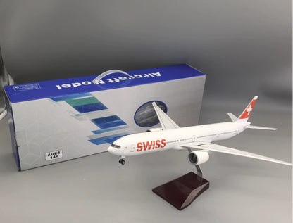 47CM 1:157 SWISS BOEING 777-300ER Airplane Landing Gear Aircraft Resin Model