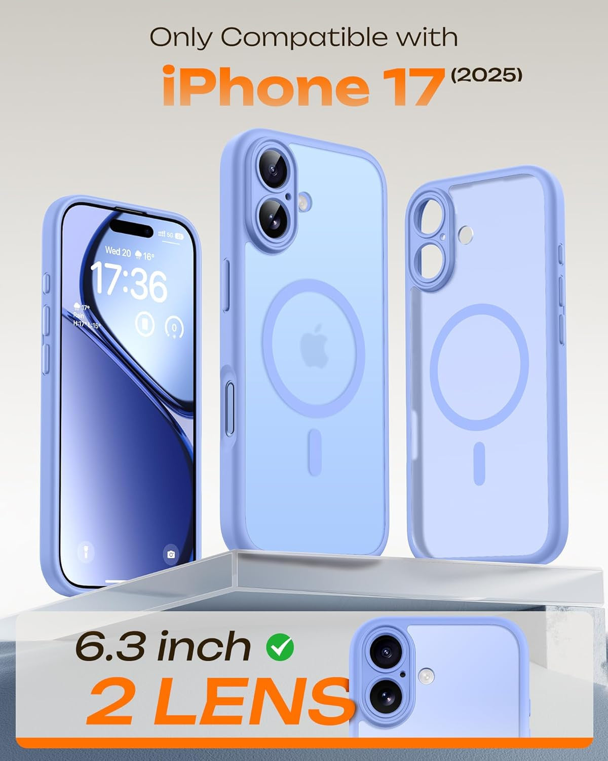 for 17 Case, Full Camera Protection, Built-In Magnetic Ring, Compatible with Mag