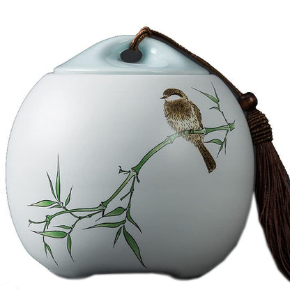 12.4cm Tea Caddy Ceramic Sealed Cans Puer Tea Jar Household Storage Cans Decor