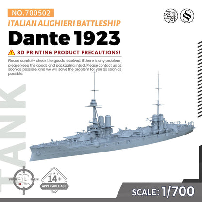 SSMODEL SS700502 1/700 Military Model Kit Italy Dante Alighieri Battleship 1923