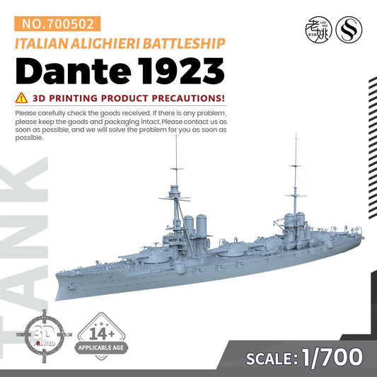 SSMODEL SS700502 1/700 Military Model Kit Italy Dante Alighieri Battleship 1923
