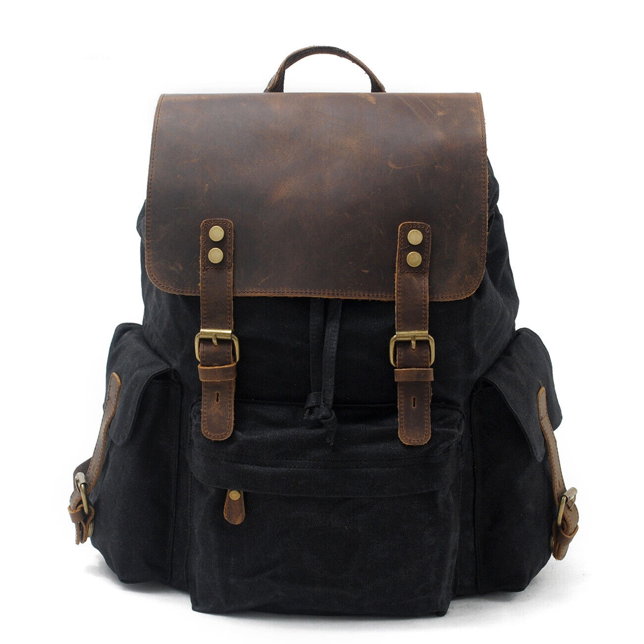 Water Resisant Vintage Waxed Canvas Backpack Hiking Travel Bag 15" Laptop Bag