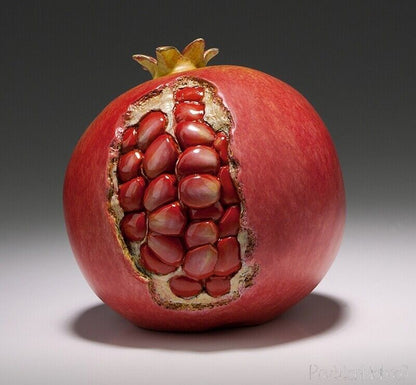 Brass Color Pomegranate Statue Paperweight Chinese Calligraphy Fruit Table Decor