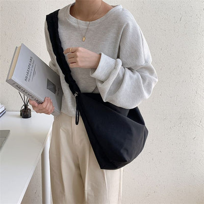 Simple Messenger Bag Large Capacity Shoulder Purse Leisure Pleated Nylon Pouch