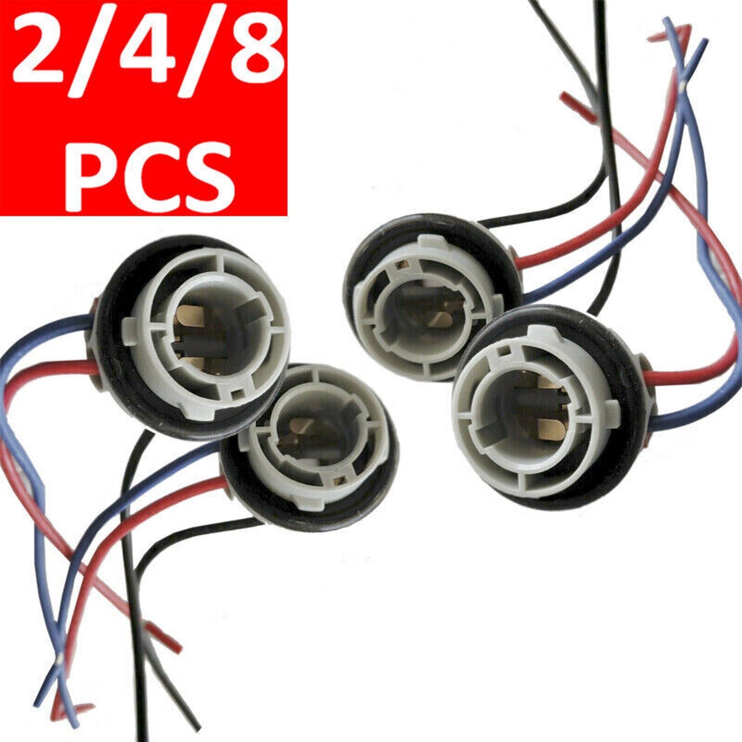 2/4/8Pcs 1157 2057 2357 LED Pig Tail Plug Stop Brake Turn Light Bulb Socket Wire