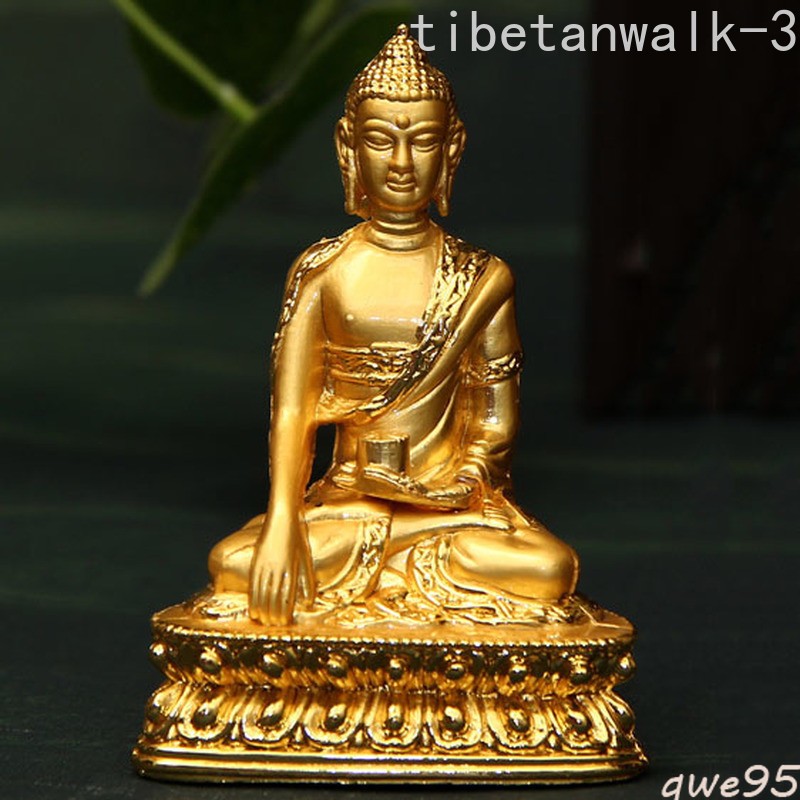 8cm Alloy Buddhist Gilt Shakyamuni Buddha Statue Buddhism Temple Decor