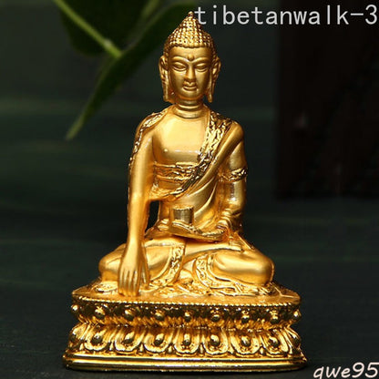 8cm Alloy Buddhist Gilt Shakyamuni Buddha Statue Buddhism Temple Decor