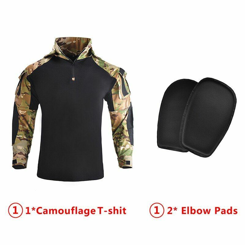 Hooded Shirt/ Pants Pads Tactical Camo Military Shooting Training Sport Hiking L