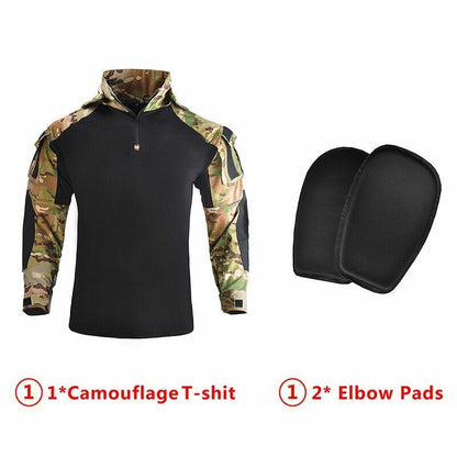 Hooded Shirt/ Pants Pads Tactical Camo Military Shooting Training Sport Hiking L