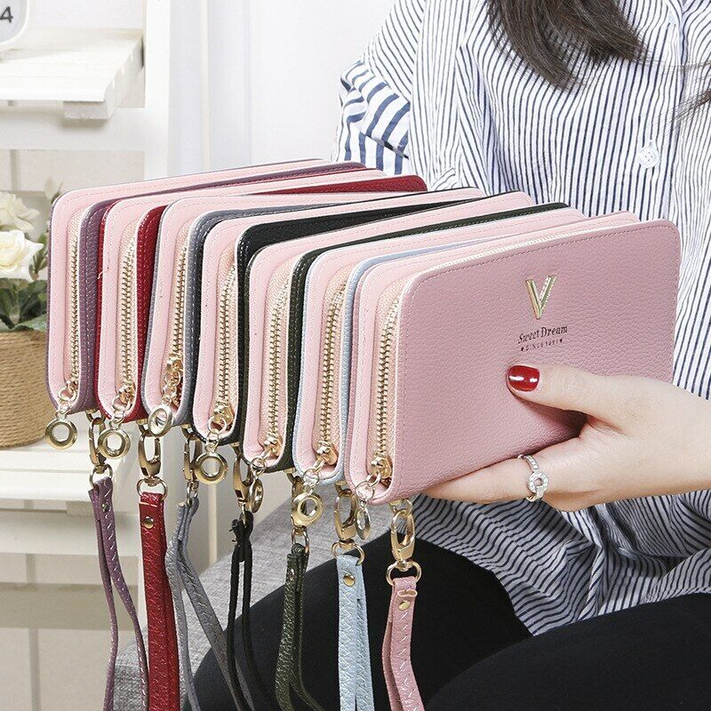 Female Leather Purse Wallets WomenClutch Handbag Ladies Long Clamps Card Holder