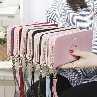 Female Leather Purse Wallets WomenClutch Handbag Ladies Long Clamps Card Holder
