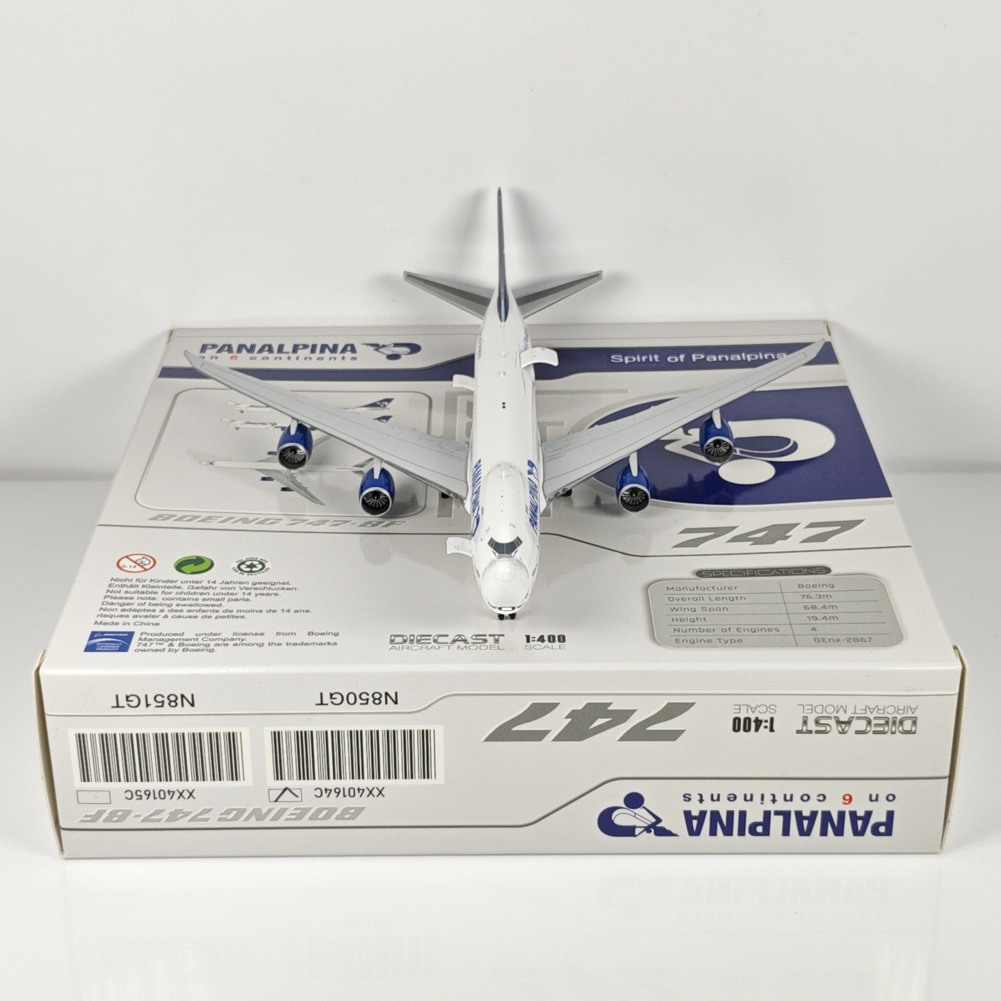 1:400 JC Wings Panalpina Boeing 747-8F Passenger Airplane Diecast Plane Model