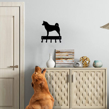 Akita Dog Key Rack & Leash Hanger - 9 inch Wide/6 inch Wide Metal Wall Art
