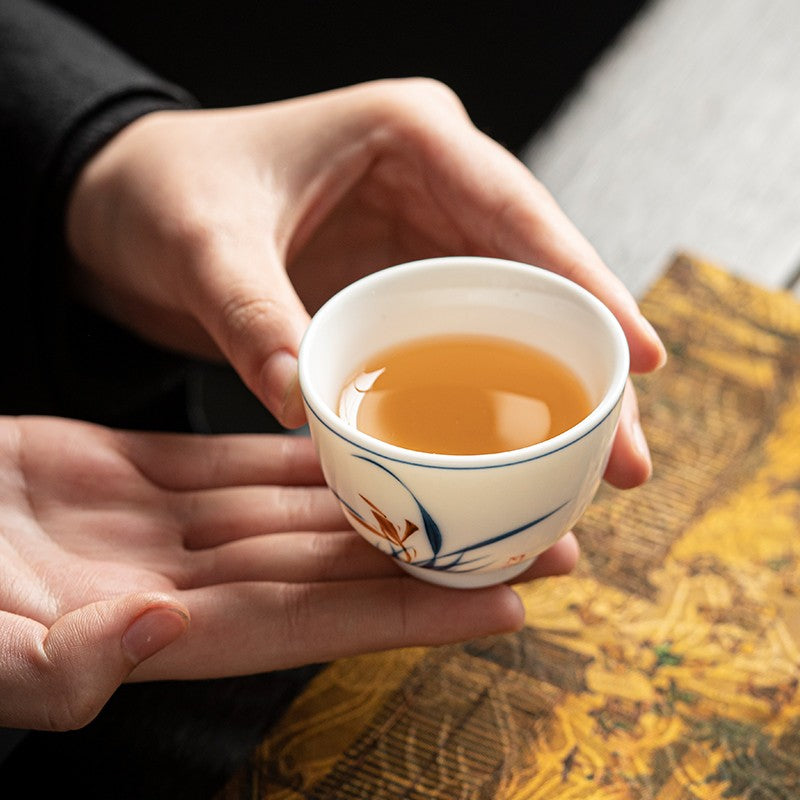 Tea Cup Tasting Cup Ceramics Mutton-fat Jade Kung Fu Little Tea Cup