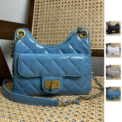 Small Mini Quilted Real Leather Shoulder Bag Hobo Crossbody Clutch Purse Chain