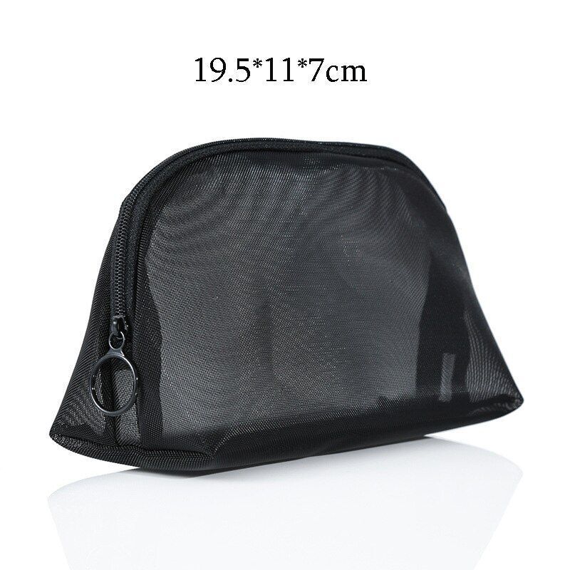 Portable Mesh Transparent Cosmetic Bag Makeup Case Travel Zipper Make Up Pouch