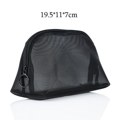 Portable Mesh Transparent Cosmetic Bag Makeup Case Travel Zipper Make Up Pouch