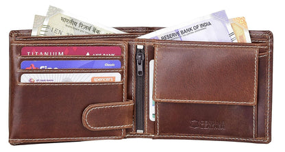 New Caramel Brown Bi-Fold Leather Men's Wallet RFID Protection Gift Item