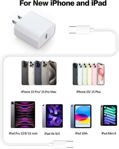Fast Charging USB Wall Charger with 6FT Cable Set