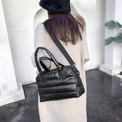 Women's Padded Bag Fabric Soft Shoulder Messenger Bag Female Hand Tote Bag