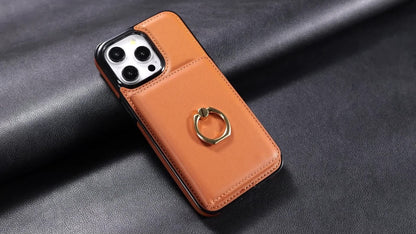 Wallet Case for iPhone 16e 15 14 13 12 11 Pro Max SE 2022 XR with Rotation Ring