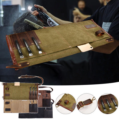Genuine Leather Multi Pocket Half Short Apron Waist Belt Woodworker Tool Bag