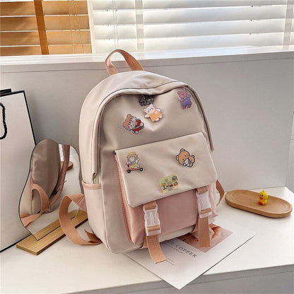 Backpack Women Cartoon Bag Summer Small Canvas Shoulder Bag Traveling Rucksack