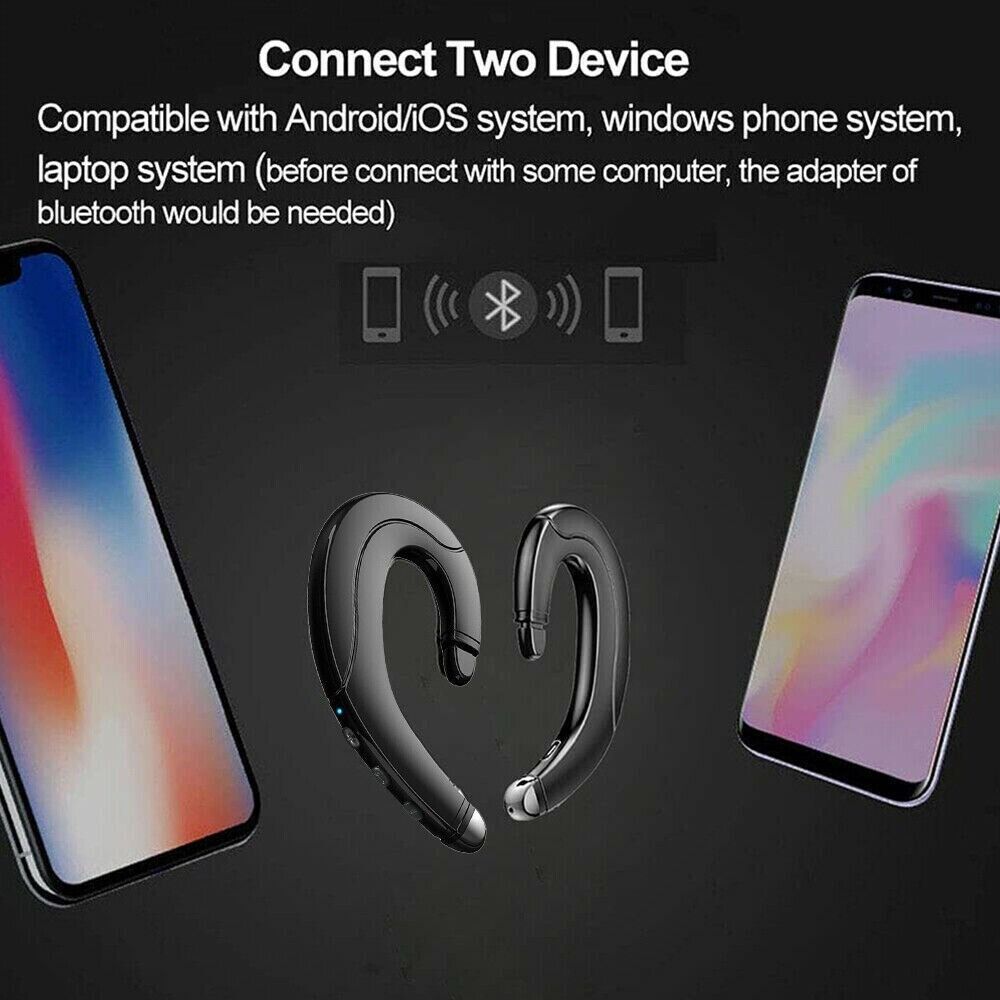 1Pair Bone Conduction Headset Bluetooth 5.0 Wireless Sport Ear Hook Headphones