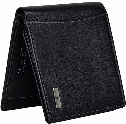 New Men's Black Colour Leather Bi-fold Wallet Gift Item