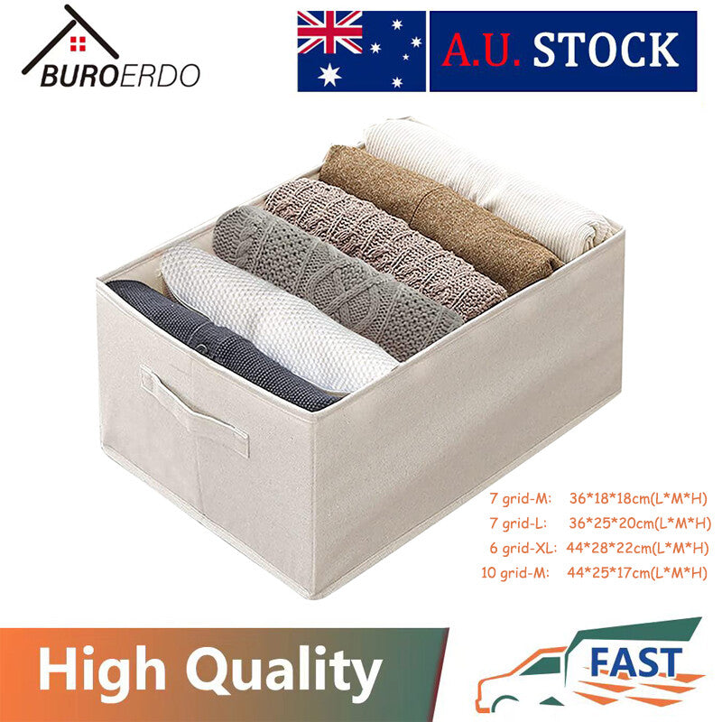 Wardrobe Clothes Organizer Jeans Compartment Storage Box Foldable Drawer AU HOT