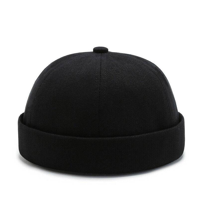 Men's Retro Brimless Hat Skull cap Sailor Cap Beanie Rolled Cuff Adjustable*