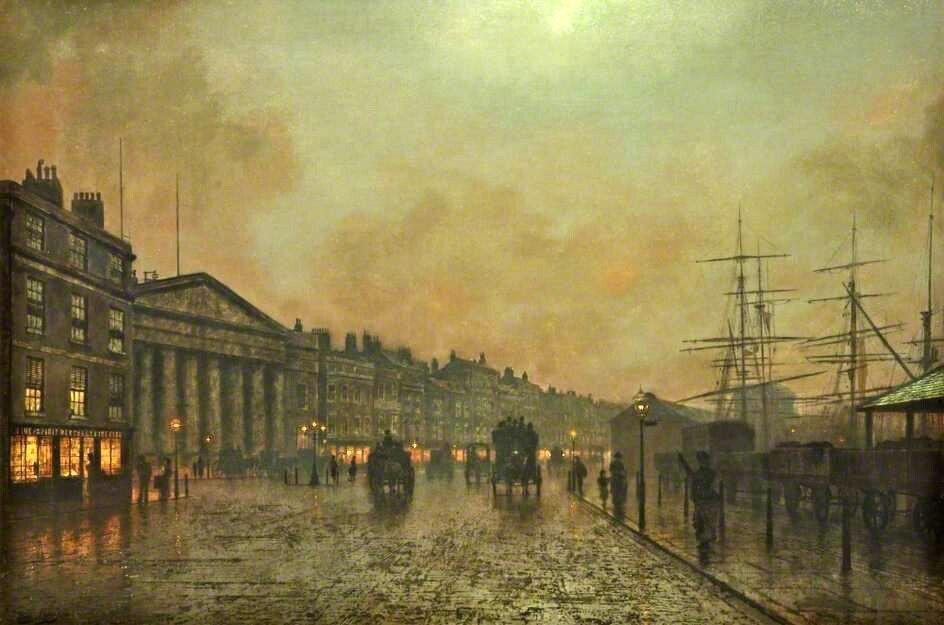Dream-art Oil painting John-Atkinson-Grimshaw-The-Custom-House-Liverpool-Looking