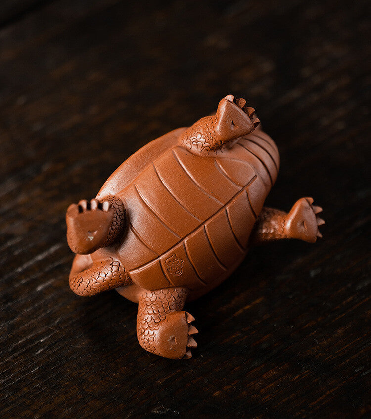Traditional Craft Handmade Tea Pet Dragon Turtle Statue Zisha Purple Clay Animal