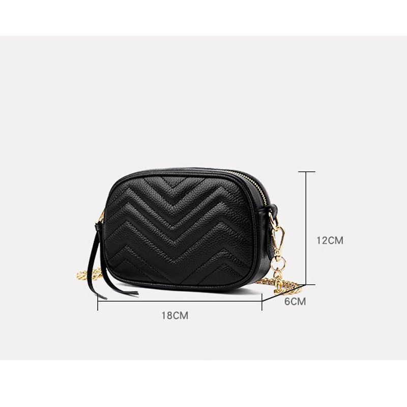 Tassel Sling Handbags Genuine Leather Quilted Shell Chain Vintage Shoulder Purse