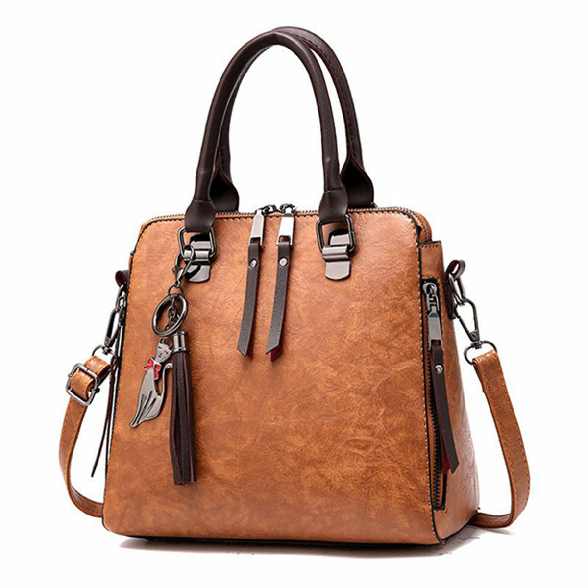 Womens Ladies Casual Retro Oil Leather Handbag Crossbody Bag Tote Shoulder Purse