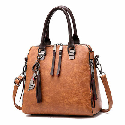 Womens Ladies Casual Retro Oil Leather Handbag Crossbody Bag Tote Shoulder Purse