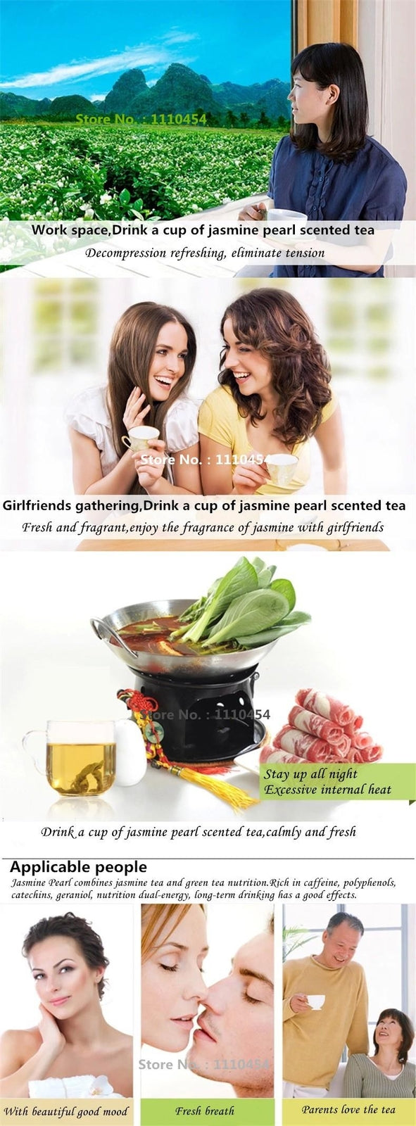 Jasmine Green Tea Organic Floral Loose Leaf Tea Natural Chinese Tea 250g