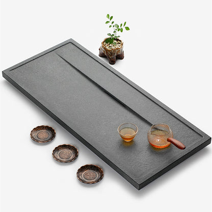Stone Tea Tray Simple Pattern Black Stone Weighted Tea Table Water Draining Tray