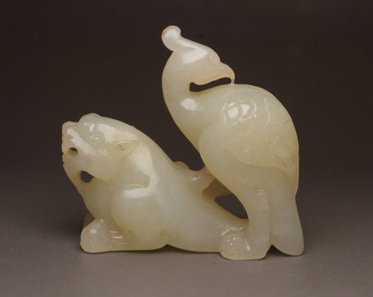 Chinese Antique Hetian Jade Carved Sculpture Exquisite Animal Statue Collections