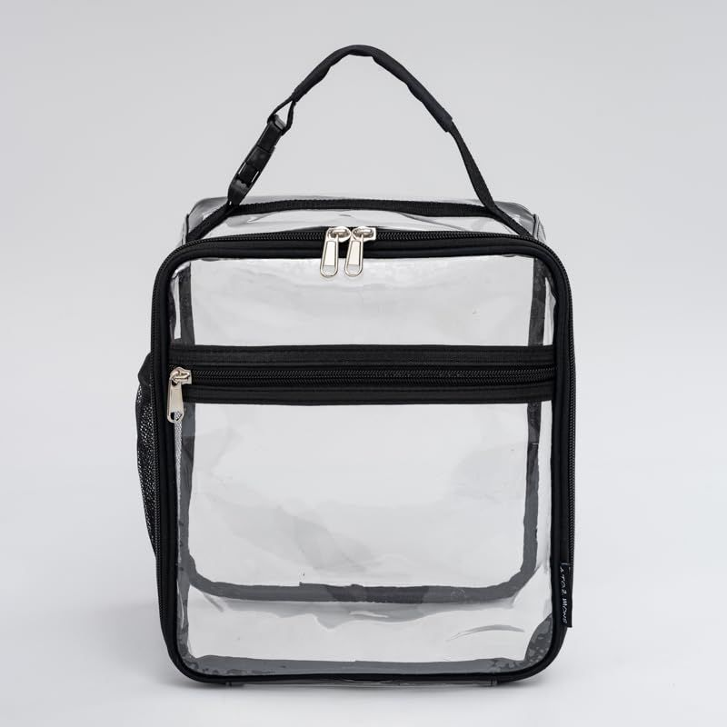 A.TO.Z.MONS Clear Lunch Bag, Box transparent bag Stadium Black