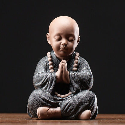 Chinese Yoga Monk Ornaments Home Decoration Ceramic Little Monk Buddha Statue