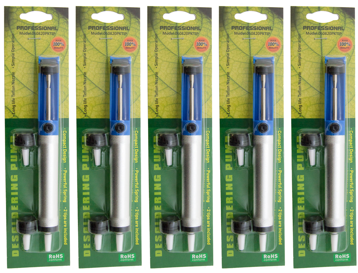5 Pack Solder Sucker RoHS Certified Desoldering Pump